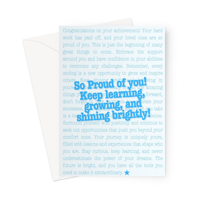 Proud of You Greeting Card - blue on white background Greeting Card