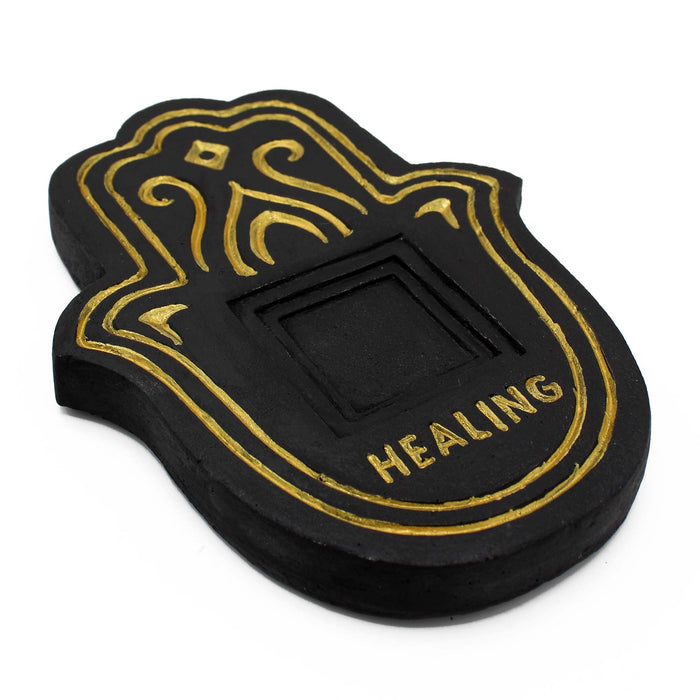 Incense Plates - Healing Hamsa Hand Shape Stone Effect