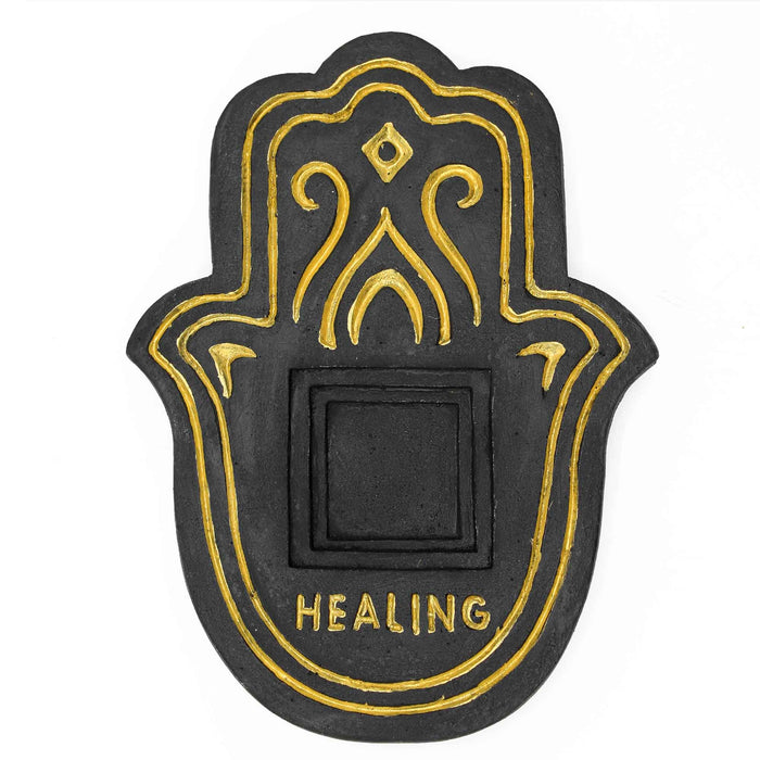 Incense Plates - Healing Hamsa Hand Shape Stone Effect