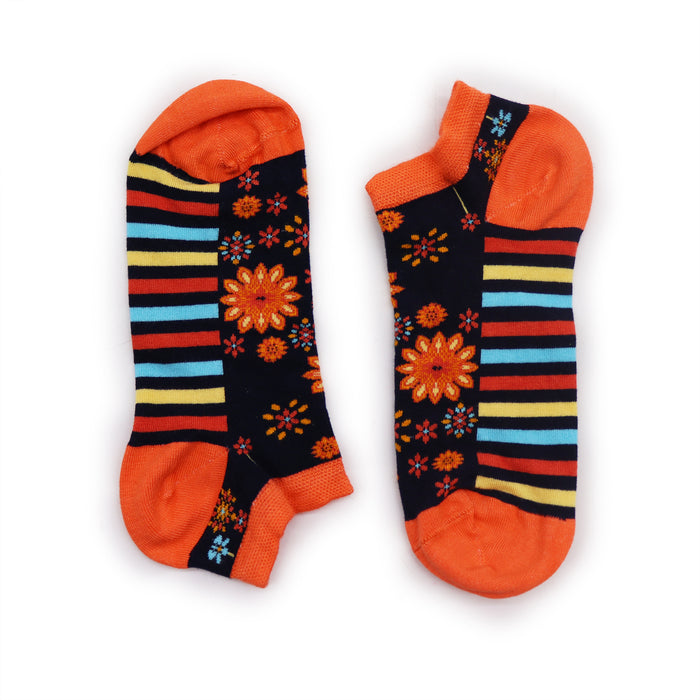 Mandala Flowers Bamboo Trainer Socks