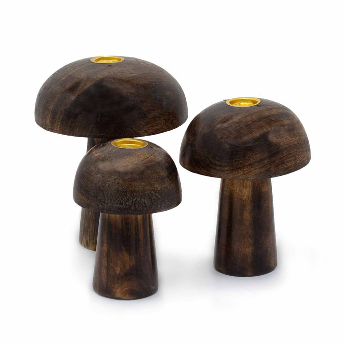 3 x Wooden Incense Mushrooms