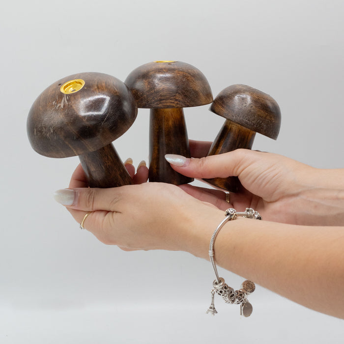 3 x Wooden Incense Mushrooms