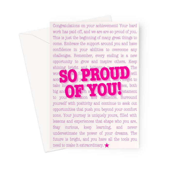 SO Proud of You Greeting Card - pink on white background Greeting Card