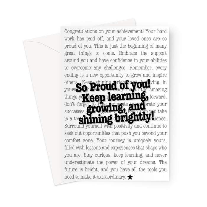 Proud of You Greeting Card - black on white background Greeting Card