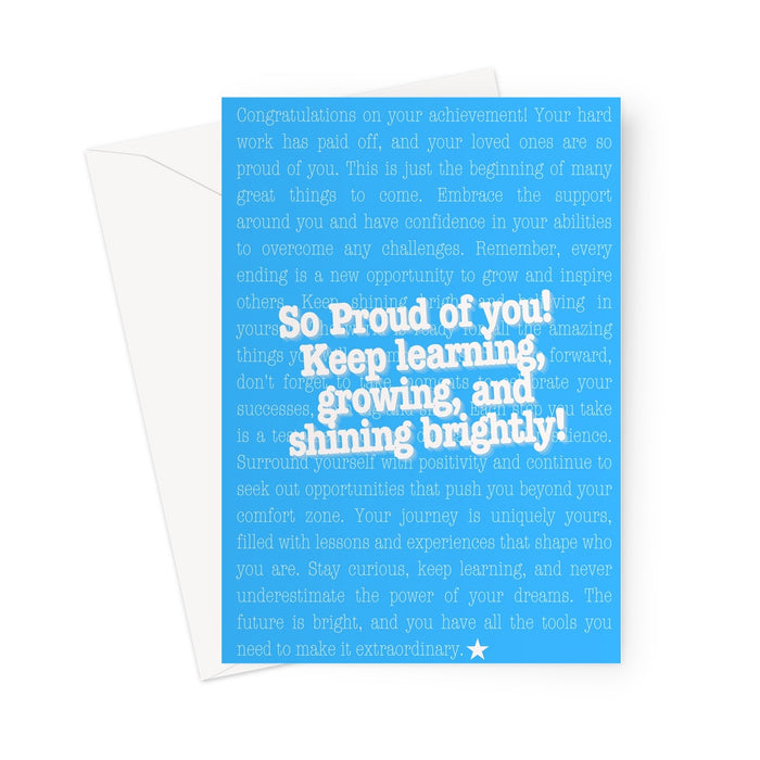 Proud of You Greeting Card - white on blue background Greeting Card