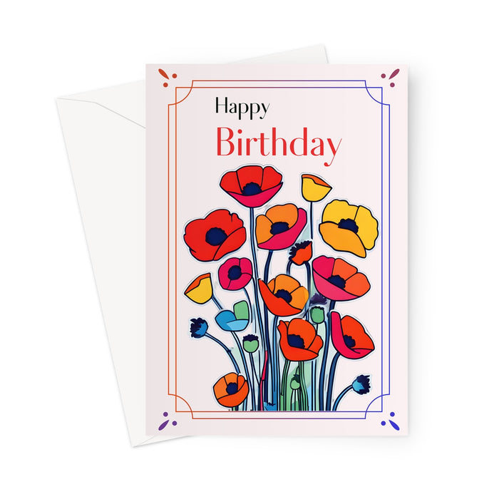 Happy Birthday Poppies Greeting Card