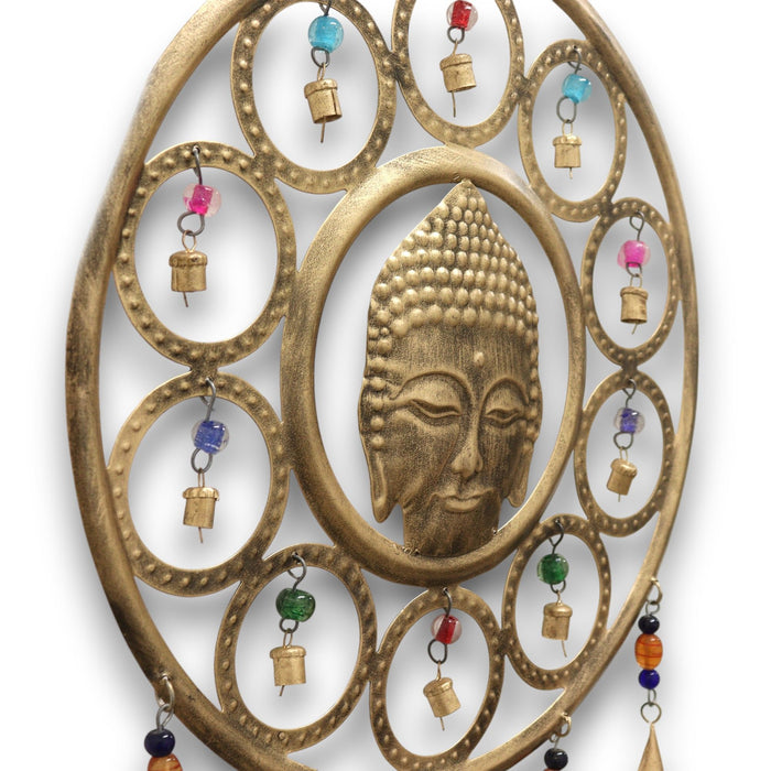 Indian Wind Chime - Large Buddha  Face 15 Bell Chimes