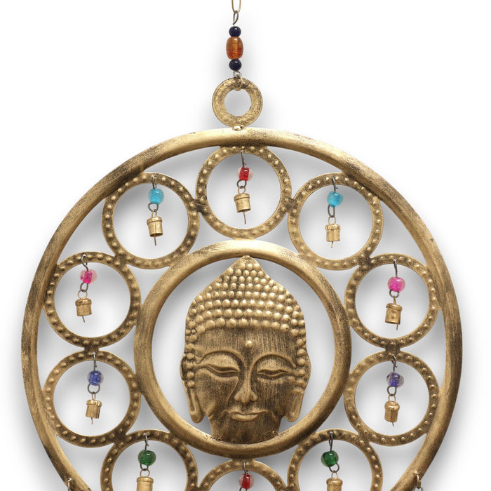 Indian Wind Chime - Large Buddha  Face 15 Bell Chimes