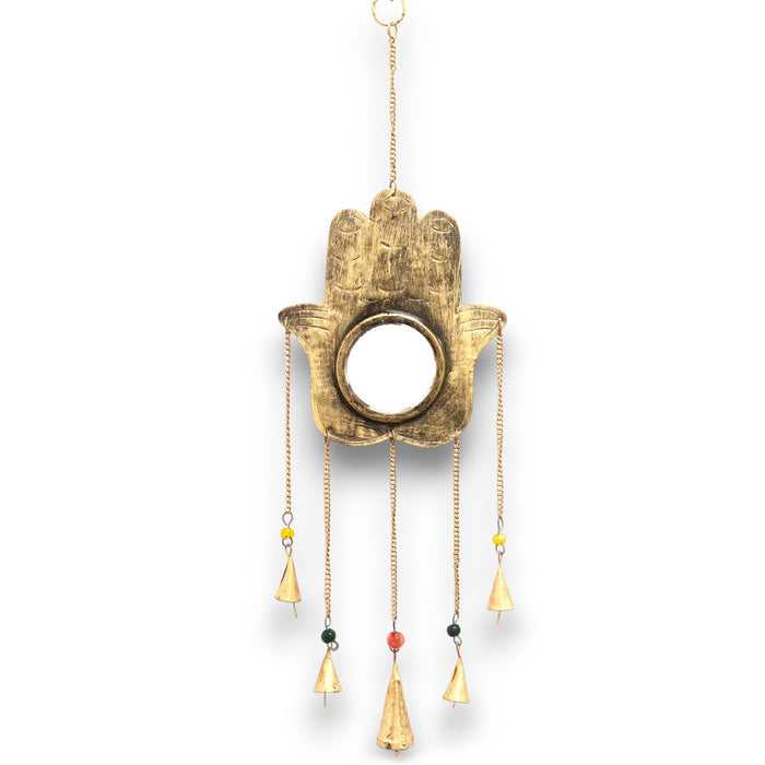 Indian Wind Chime - Hamsa Large Mirror 5 Bells