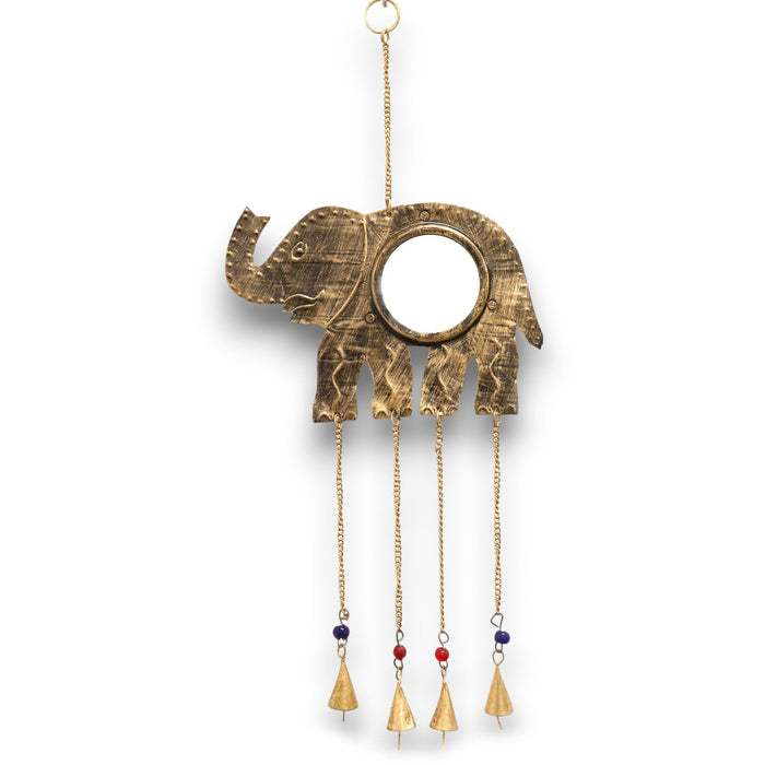 Indian Wind Chime - Elephant Large Mirror 4 Bells