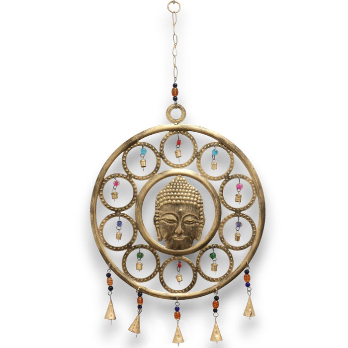 Indian Wind Chime - Large Buddha  Face 15 Bell Chimes