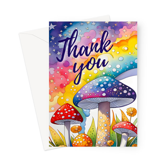 Field Of Thanks - Thank You Mushroom Design Greetings Card Greeting Card