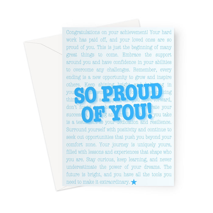 SO Proud of You Greeting Card - blue on white background Greeting Card