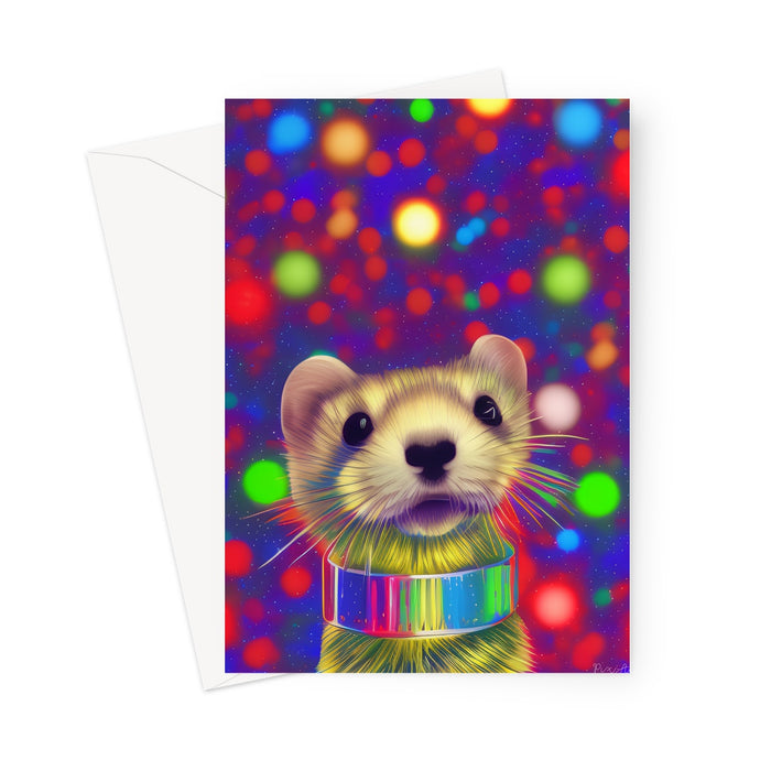 Flip's Christmas Ferret Portrait Greeting Card