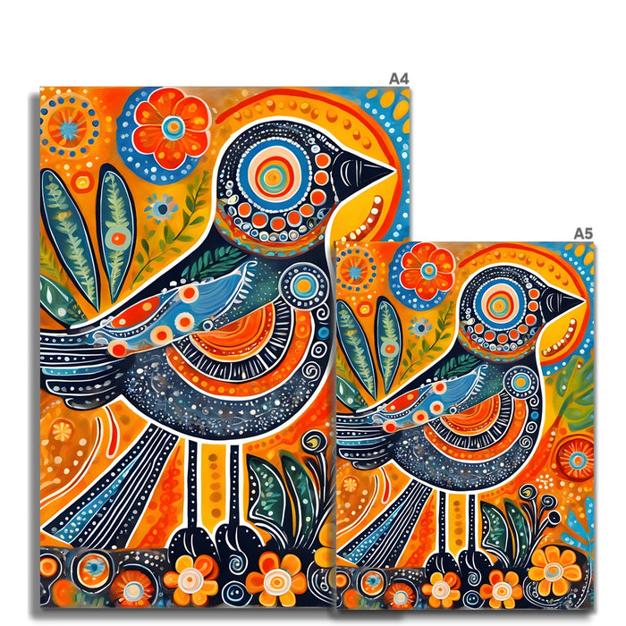 Folk Bird, Bright Wall Art Wall Art Poster