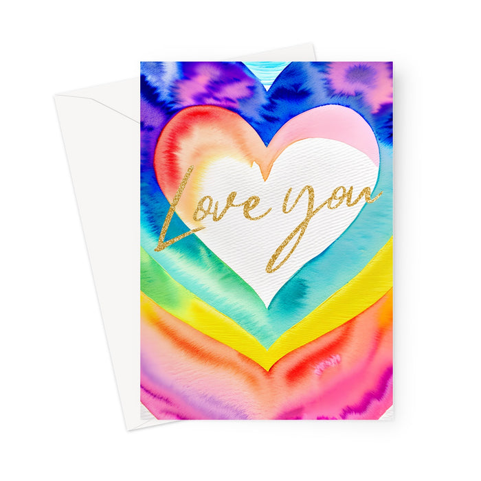 Watercolour Love You - Blank Greeting Card