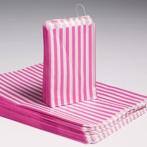 10x14" Candy Stripe Bags (1000) - PINK