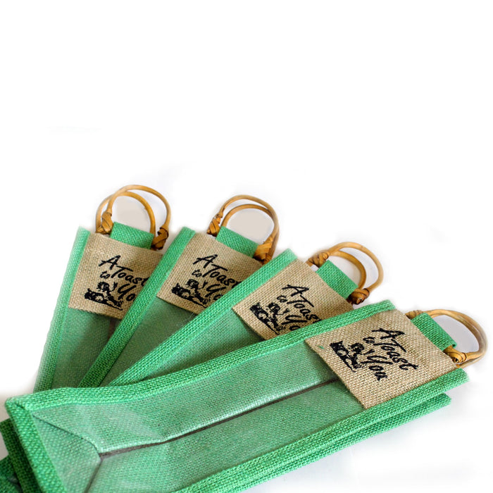 Jute Bottle Bag - Green - A Toast To You