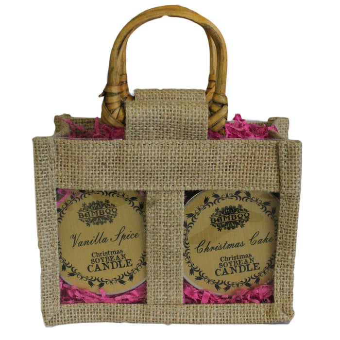 Two Jar Jute Gift Bag - Natural