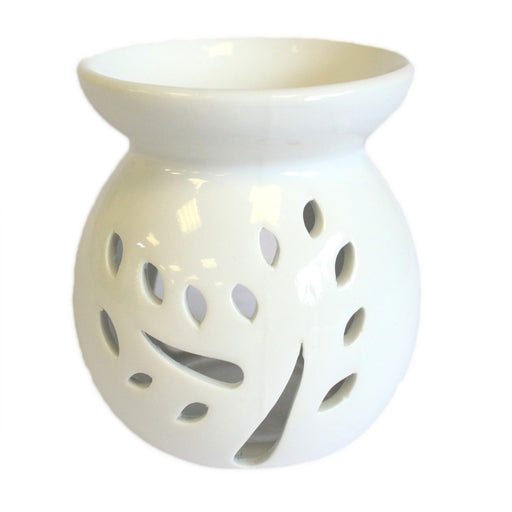 Large Classic White Oil Burner - Tree Cut-out