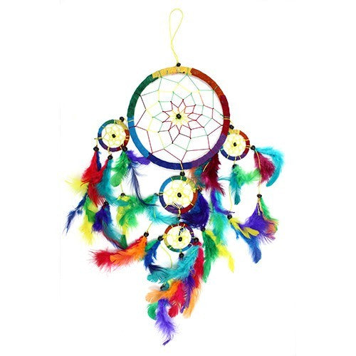 Bali Dreamcatcher - Large Round - Rainbow x 3