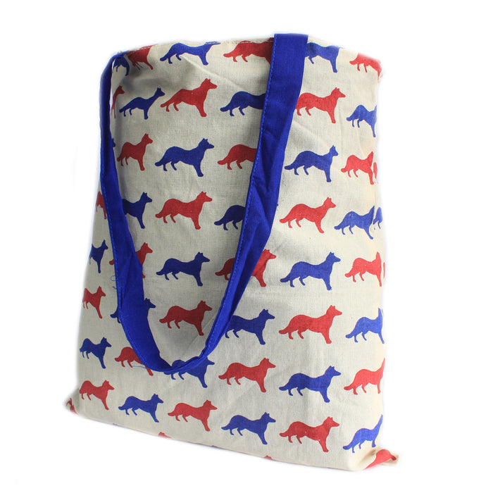 Large Tote Bag Reversible - Fox - Blue