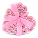 Set of 24 Soap Flower Heart Box - Pink Roses