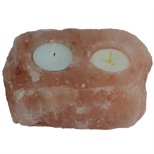 Natural Salt Candle Holder - 2 holes