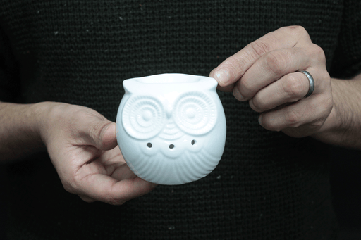Classic White Ceramic Oil Burner - Short Owl
