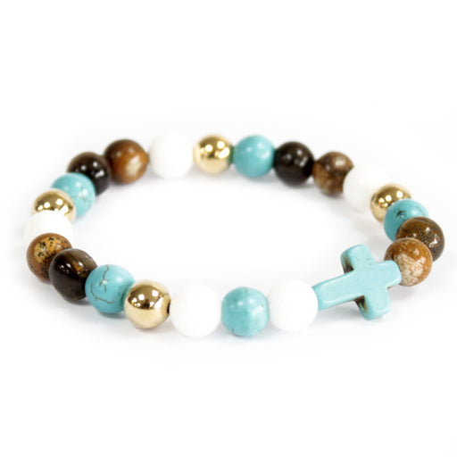 Turquoise Cross / Royal Beads - Gemstone Bracelet x 3