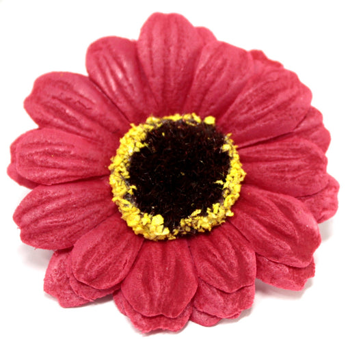 Craft Soap Flowers x 10 - Small Sunflower - Red