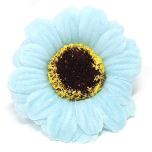 Craft Soap Flowers x 10 - Small Sunflower - Blue