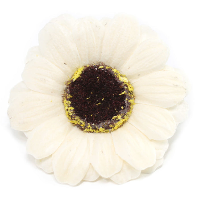 Craft Soap Flowers x 10 - Small Sunflower - Ivory