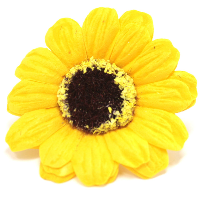 Craft Soap Flowers x 10 - Small Sunflower - Yellow