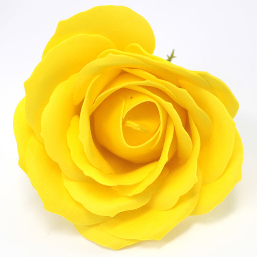 Craft Soap Flowers x 10 - Large Rose - Yellow