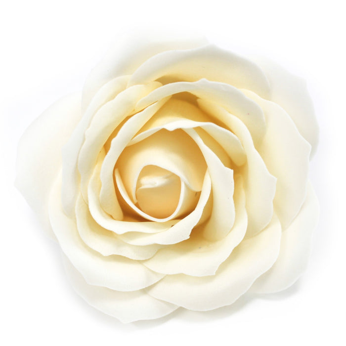 Craft Soap Flowers x 10 - Large Rose - Ivory