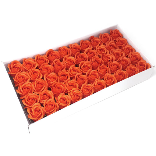 Craft Soap Flowers - Rose - Sunset Orange x 10