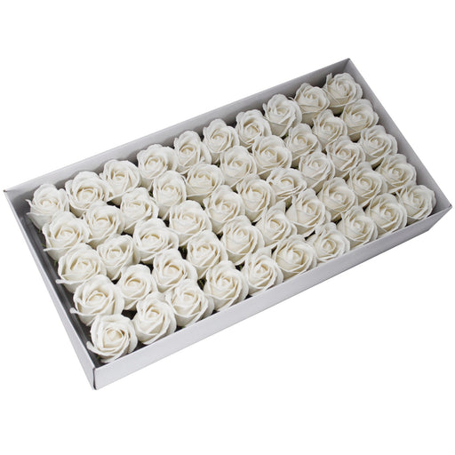 Craft Soap Flowers - Rose - White x 10
