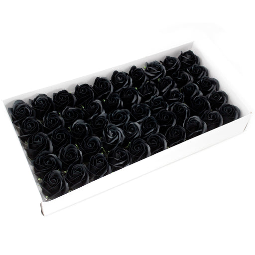 Craft Soap Flowers - Rose - Black x 10