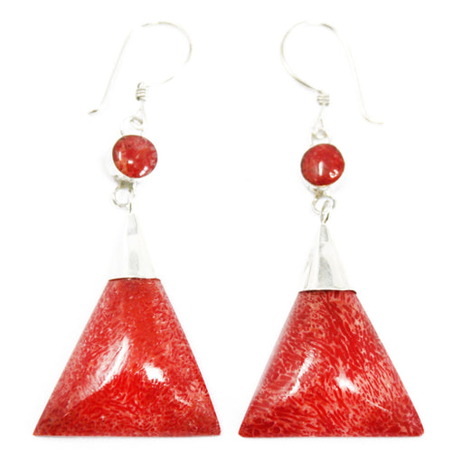 925 Silver Earrings - Triangle Double Drop