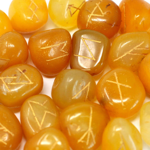 Runes Stone Set in Pouch - Yellow Onyx