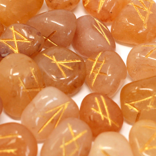 Runes Stone Set in Pouch - Yellow Aventurine