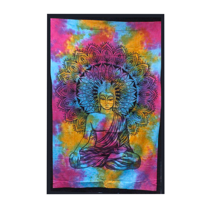 Single Cotton Bedspread & Wall Hanging - Peaceful Buddha