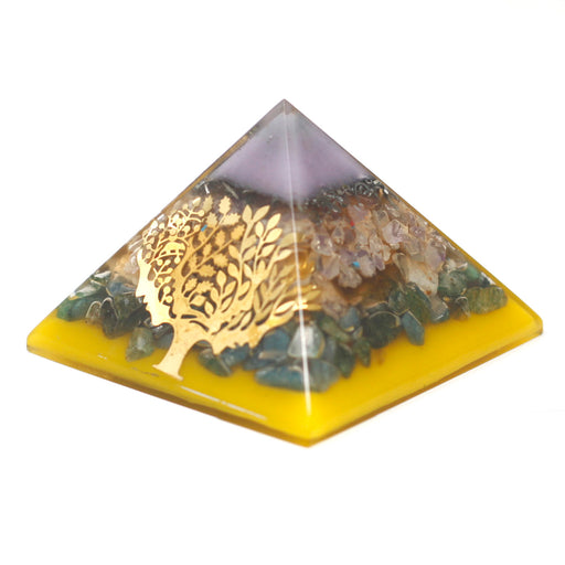 Large Organite Pyramid 70mm - Tree（gold base)