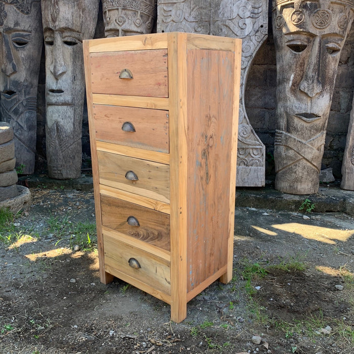 Tall set of 5 Draws - Recycled Wood