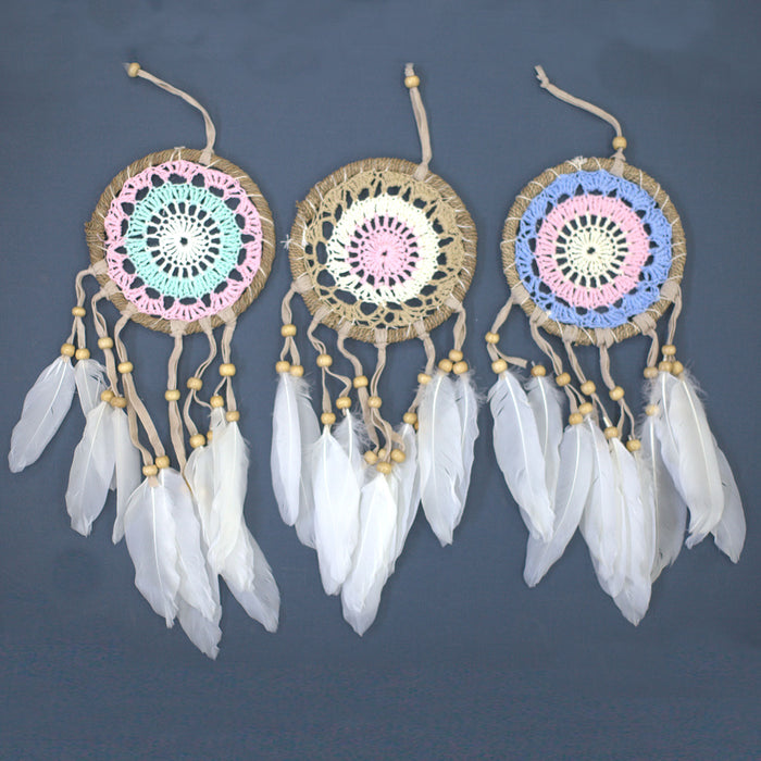 Pastel Pink Macramé Dreamcatcher 12cm (asst colours) x 6