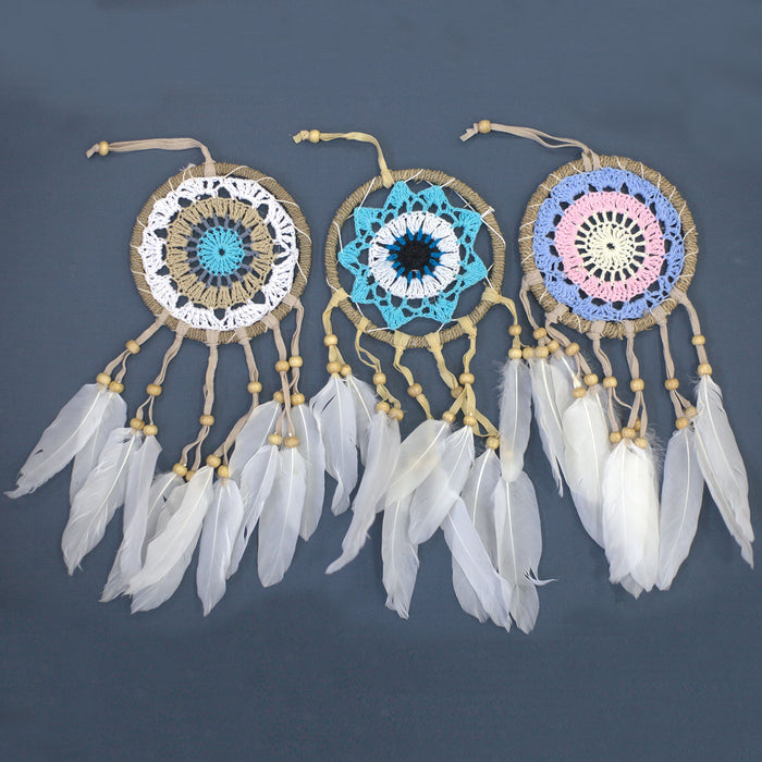 Pastel Blue Macramé Dreamcatcher 12cm (asst colours) x 6