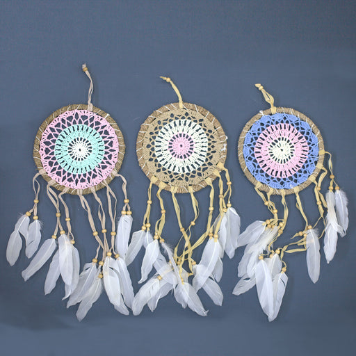 Pastel Pink Macramé Dreamcatcher 16cm (asst colours) x 6