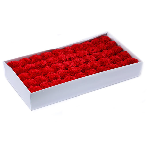 Craft Soap Flowers - Carnations - Red x 10