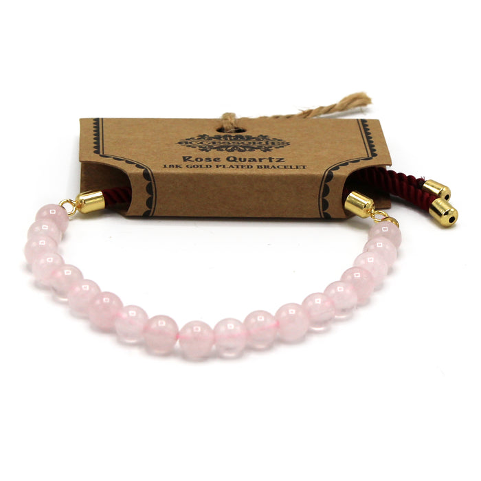 18K Gold Plated Rose Quartz Gemstone String Bracelet